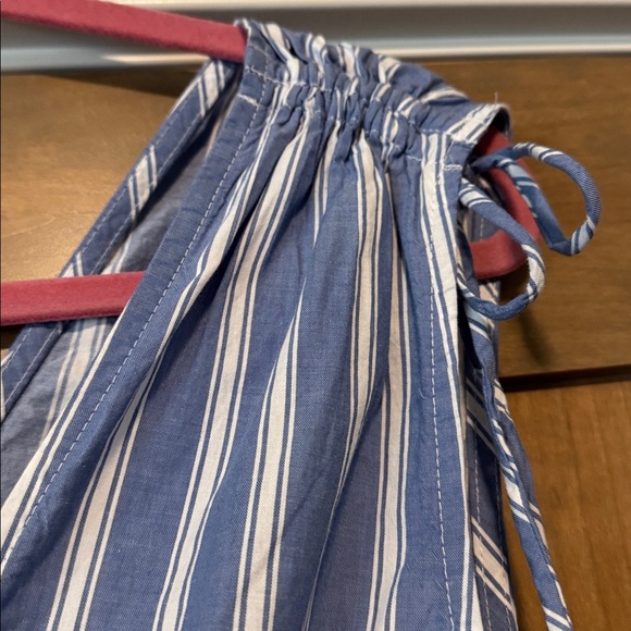 NWT Sleeveless Smocked Blouse Womens XL Striped Cotton gathered shoulder Beach - Picture 4 of 10